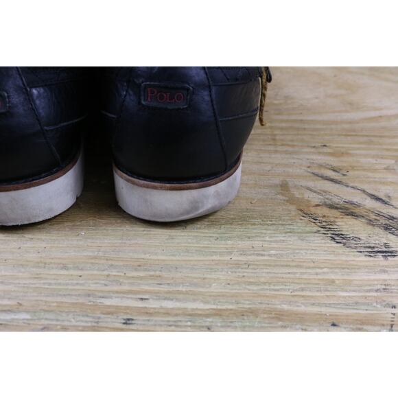 Polo Ralph Lauren Boots Mens 13D Black Leather Quilted Saddleworth III Combat - Picture 9 of 9